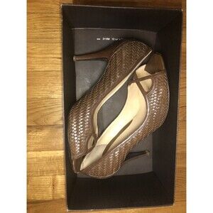 Cole Haan Nanette Ot. Pump Chocolate Brown Woven Leather size 10 USED Women's